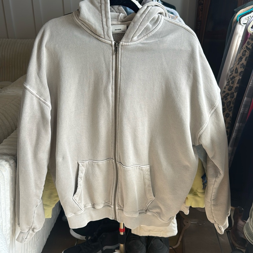 JOAH Brown- ONE SIZE, oversized zipper hoodie